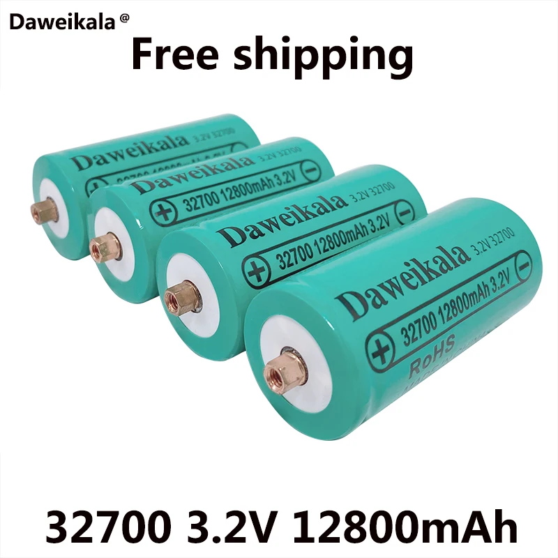

Daweikala New 32700 12800mAh 3.2V lifepo4 Rechargeable Battery Professional Lithium Iron Phosphate Power Battery with screw