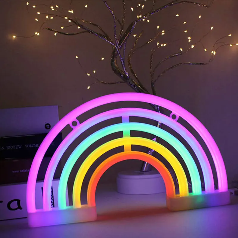 Большой размер светодиодный неоновый ночник Радужный светильник настенный с