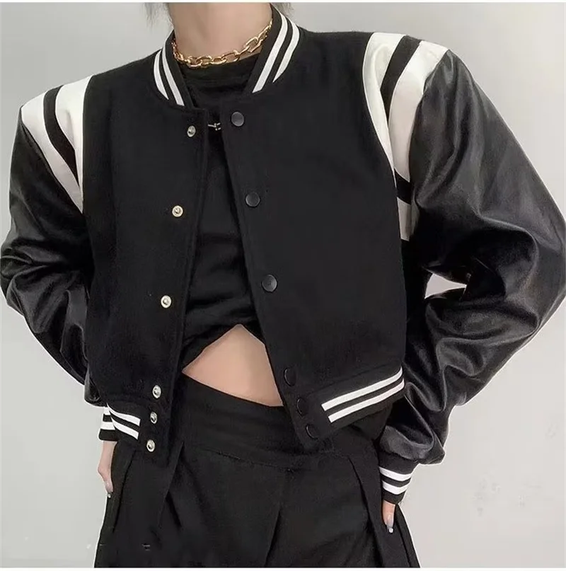 MOLAN Za Woman PU Jacket Leather Coat Fashion New High Street O Neck Outwear Top Female Vintage Chic Baseball Coat