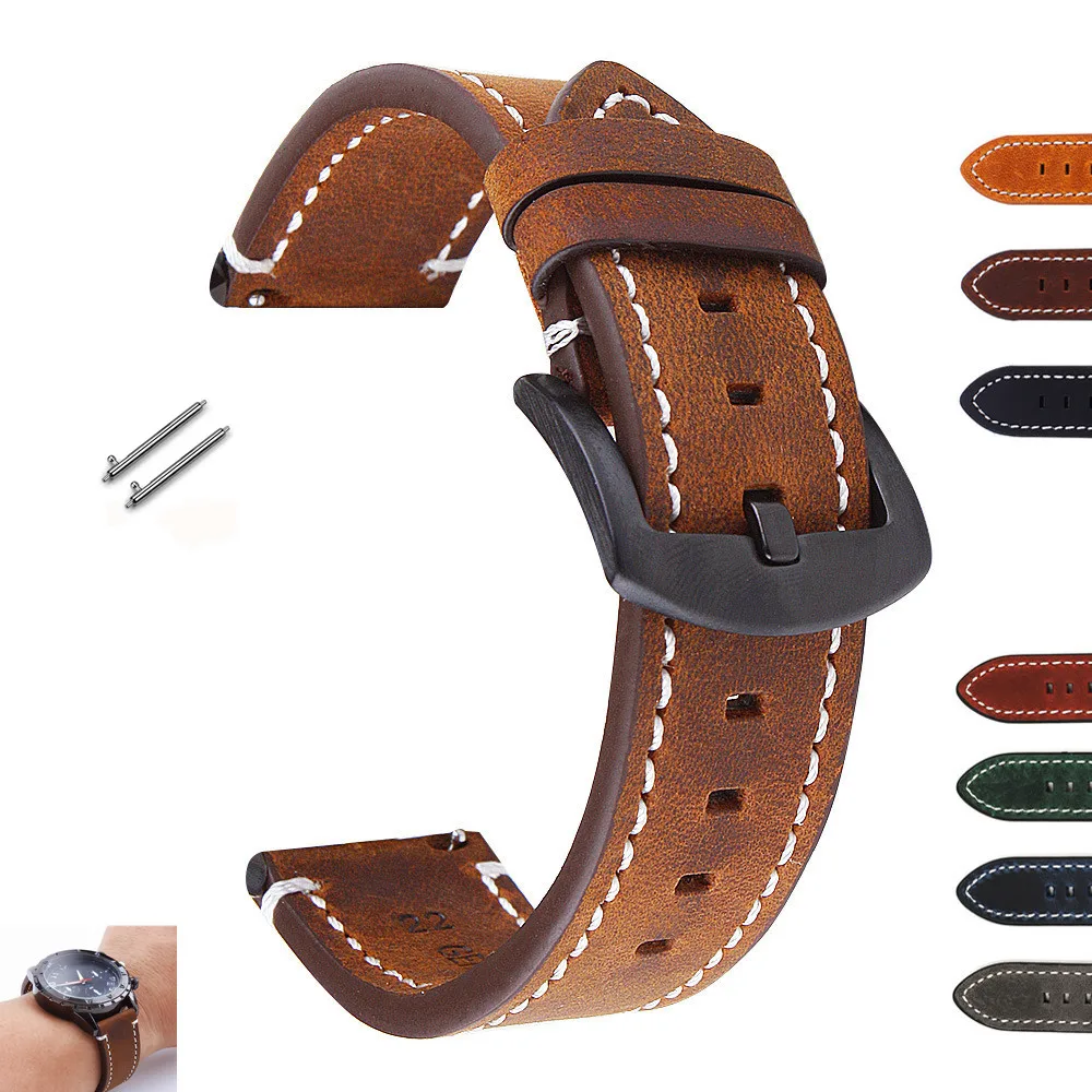 

18/19/20/21/22/24mm Genuine leather watch strap High Quality Bracelet Cultural retro style watchband for MOTO GearS3