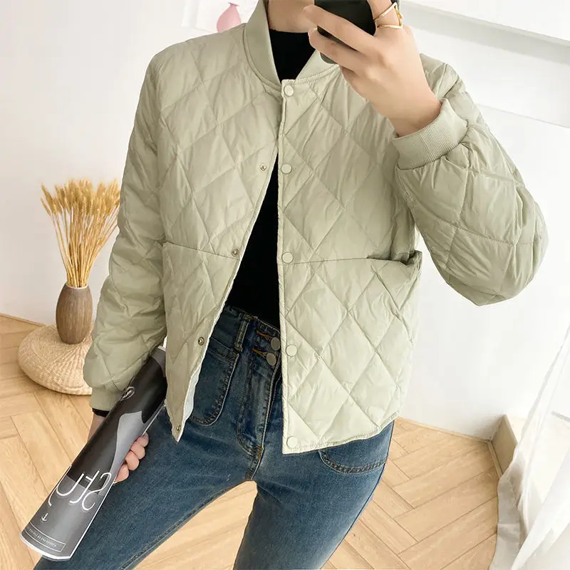 Korea Fashion Thin Down Cotton Coat 2023 Spring and Autumn Outer Women Short Slim Outer