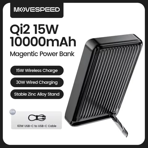 MOVESPEED P03 Qi2 Магнитный внешний аккумулятор 10000 мАч PowerBank большой емкости 15 Вт Беспроводное портативное зарядное устройство Custom Magsafe Powerbank