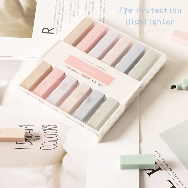 

6Pcs/set Mini Kawaii Marker Highlighter Pen School Student Stationery Soft Tip Light Color DIY Photo Album Journal Fluorescent