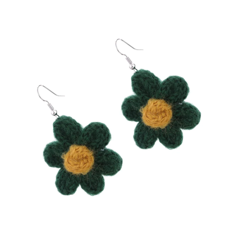 Креативные простые висячие серьги с шерстяным цветком из сплава крючком для