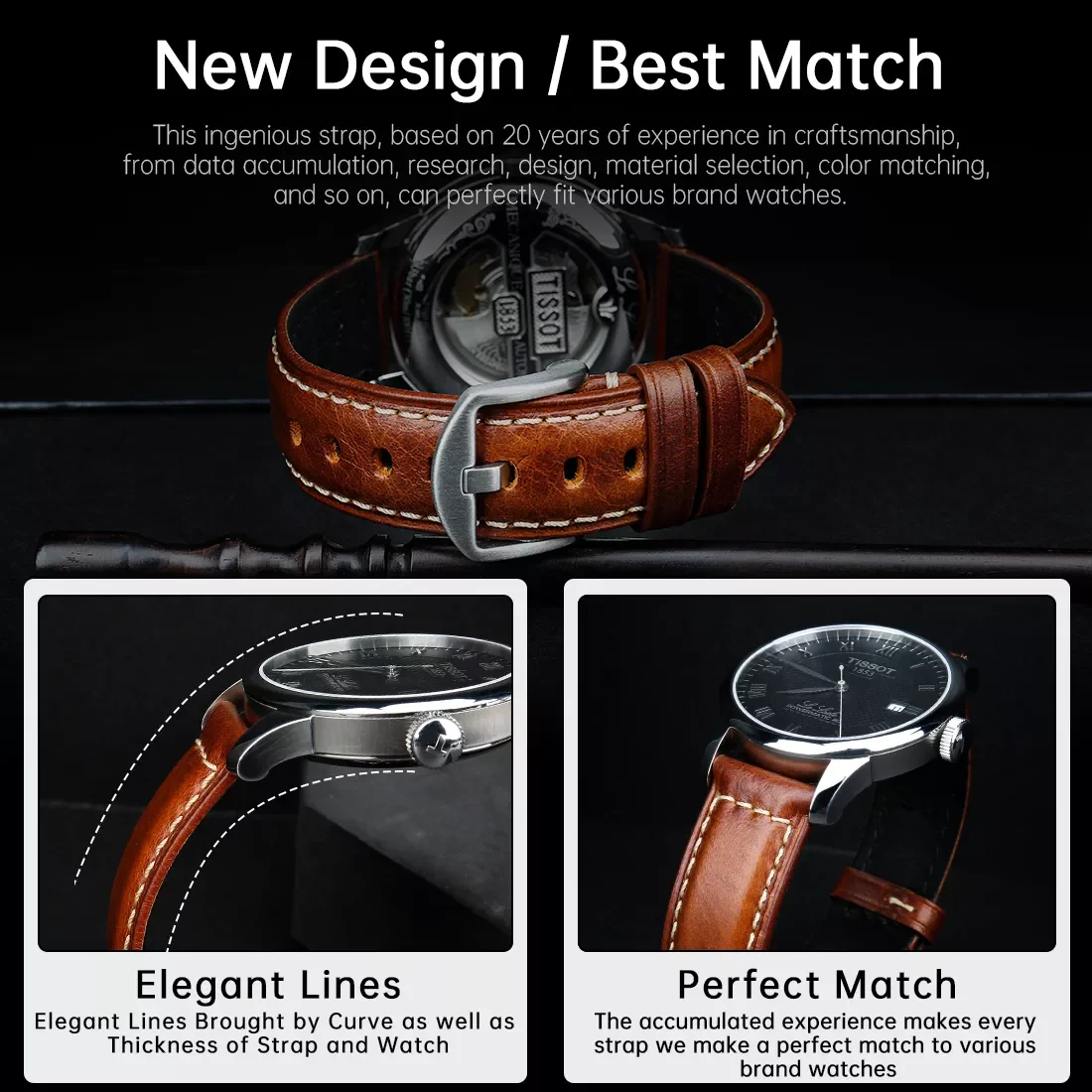 Genuine Leather Watch Strap Oil Wax Cowhide Leather Watchband Bracelet Belt 18 20 22 24mm Women Men Brown Smart Watch Band