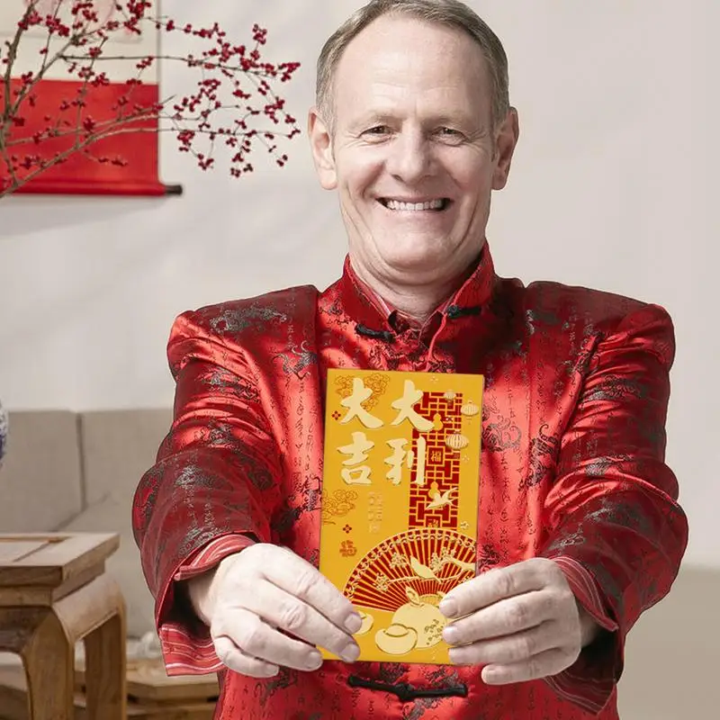 Год змеи Красные конверты Новогодние денежные Набор из 6 лунных годов 2025 Конверты