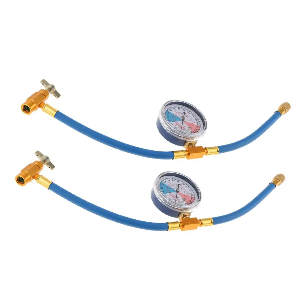 

R134A to R12/R22 Car A/C Recharge Hose Pipe 350PSI 2 Pcs Blue