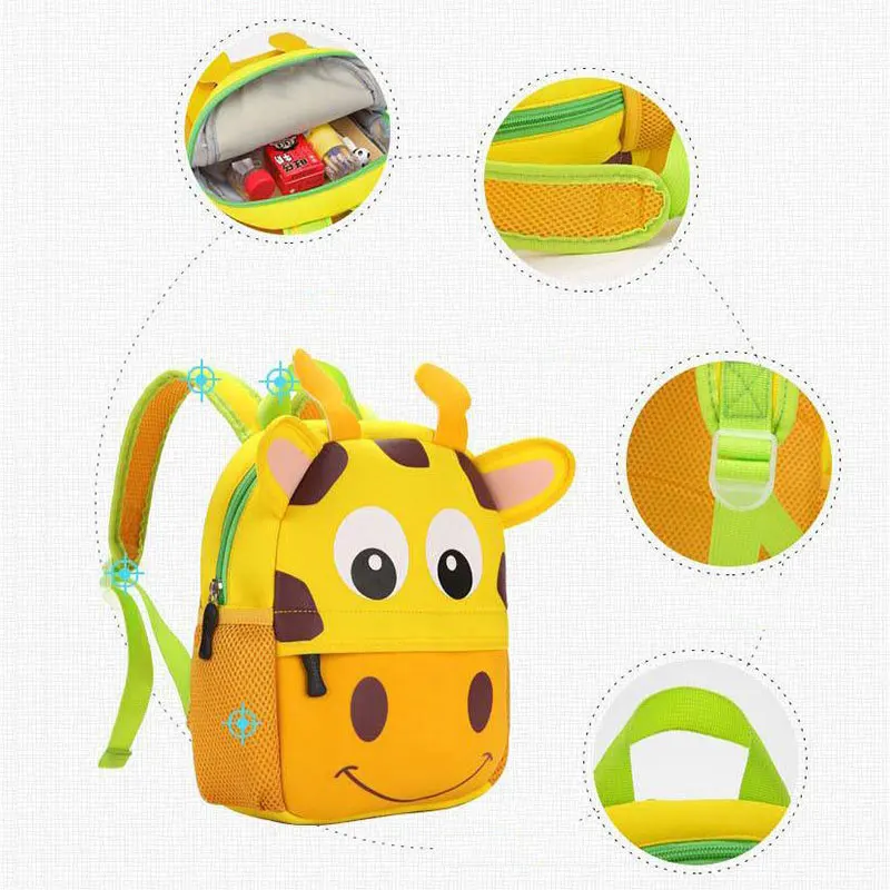 Waterproof Children Cute Animal Schoolbag Kids Kindergarten Cartoon Animal Toddle Kids Backpack for 2-5 Years School Backpack