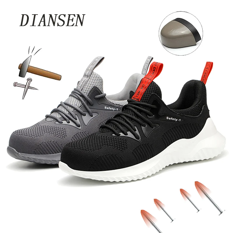 

Diansen Steel Toe Shoes For Men Womens Anti-Smashing Steel Toe Sneakers Anti-Punctur Construction Safety Shoes Footwear Light