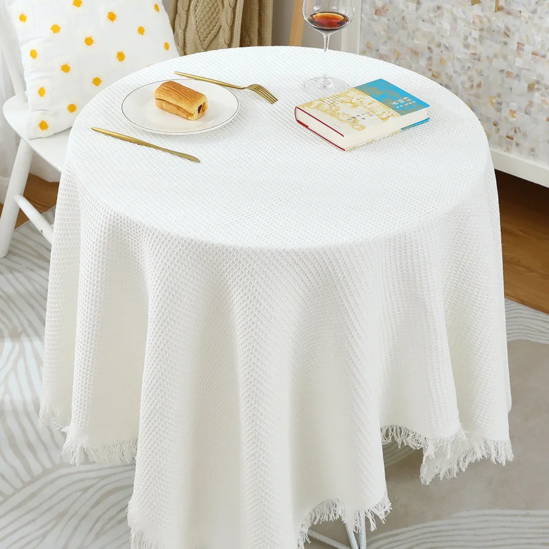 

Nordic Ins Wind Advanced Sense Round Cotton White Lace Table Linen Rectangular Tea Table Tablecloth Wholesale