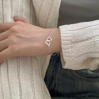 korean new elegant women double heart pendent bracelets vintage hollow interlocking small love bracelet ins hands jewelry