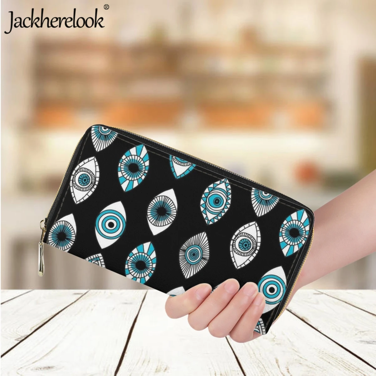 Jackherelook Navy Blue And Aqua Nazar Evil Eye Ladies PU Lea