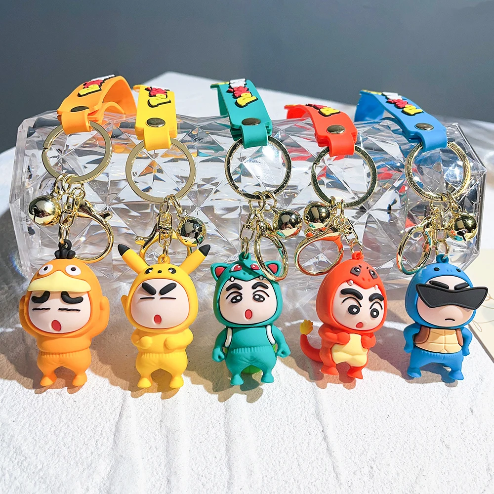 

Anime Crayon Shin-Chan Cosplay Pokemon Pikachu Psyduck Blastoise Charizard Venusaur Figure Keychain Bag Car Pendant Kawaii