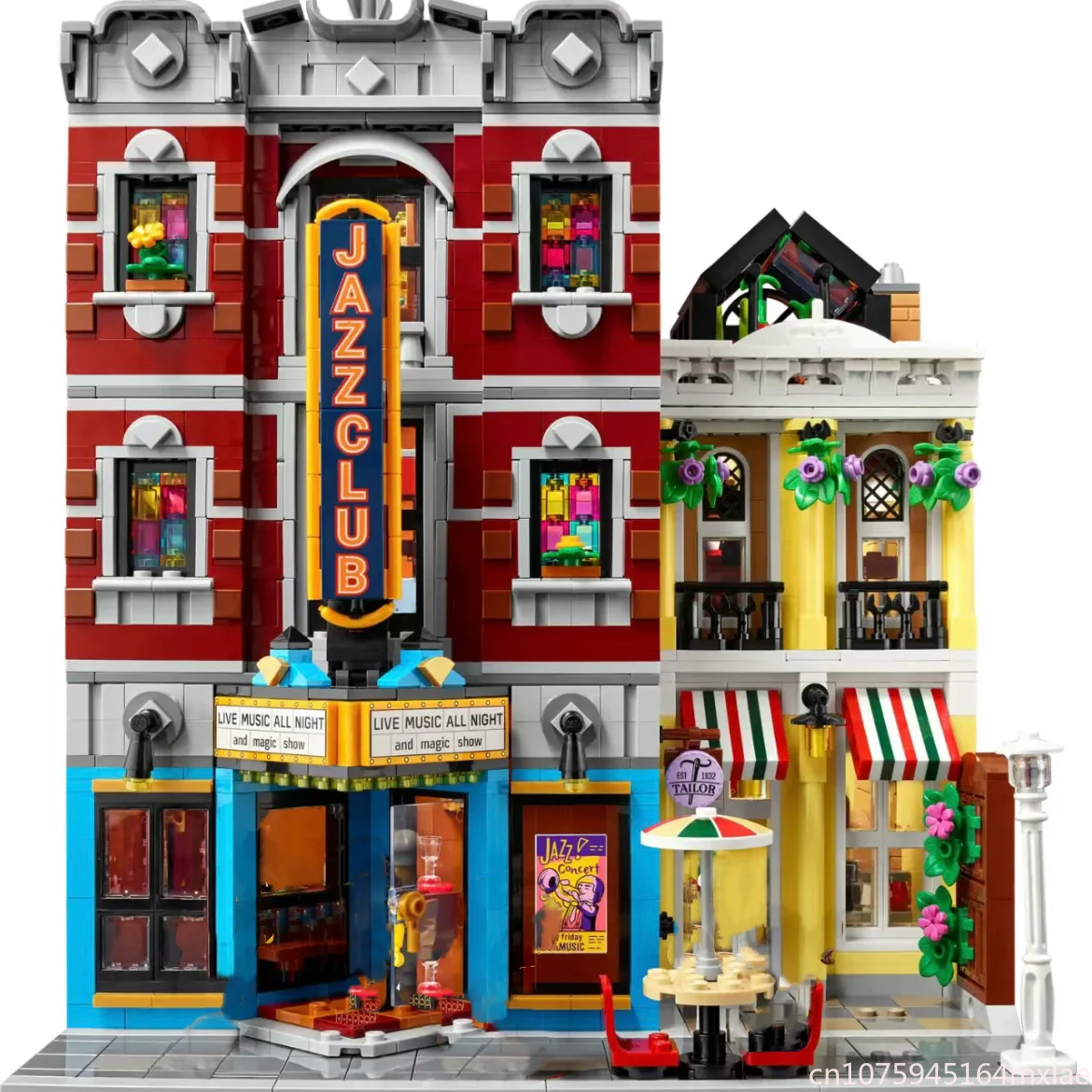 

Compatible 10312 Creating Jazz Club Expert Pizza Shop MOC Model Modular House Building Blocks Street View Toys For Kids Adults