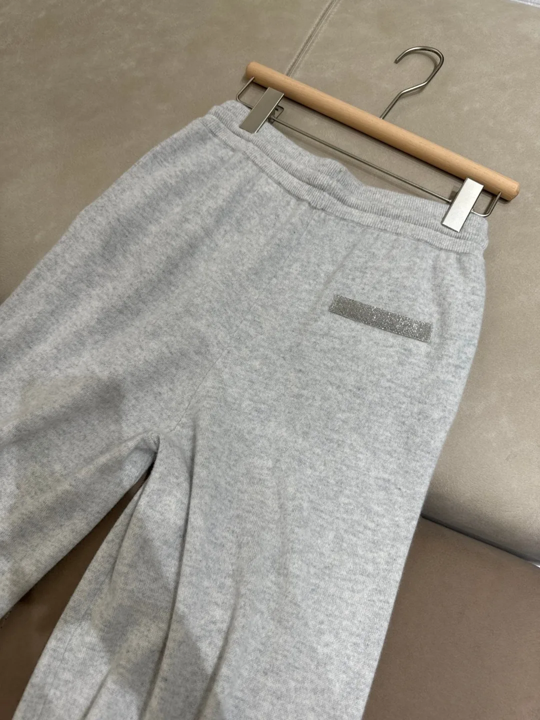 Женский кашемировый брючный костюм трикотажный кардиган с длинным рукавом и