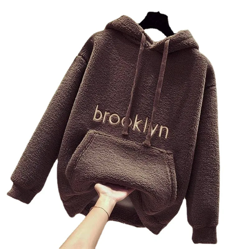 Толстый свитер с вышивкой из искусственного кашемира ягненка теплое пальто для