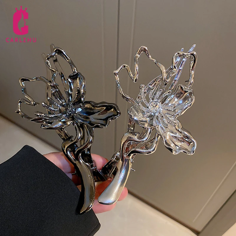 

Irregular Hollow Flower Geometric Hairpin Exaggerated Punk Large Metal Shark Clip for Women Hair Clip Trendy Hair Claws 2022 NEW