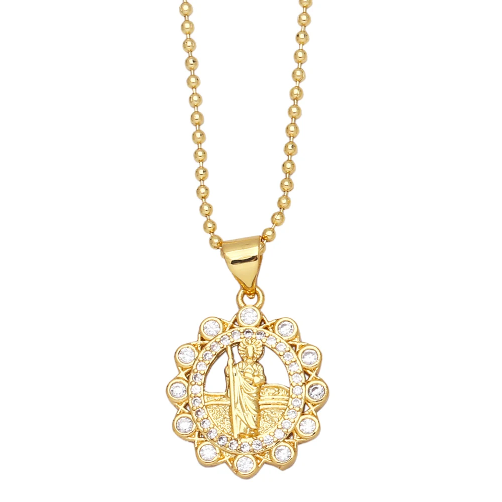 Small San Judas Tadeo Necklace Cubic Zirconia Gold Plated Jewelry Religious Gift for Her saint jude thaddeus b007 b012 |
