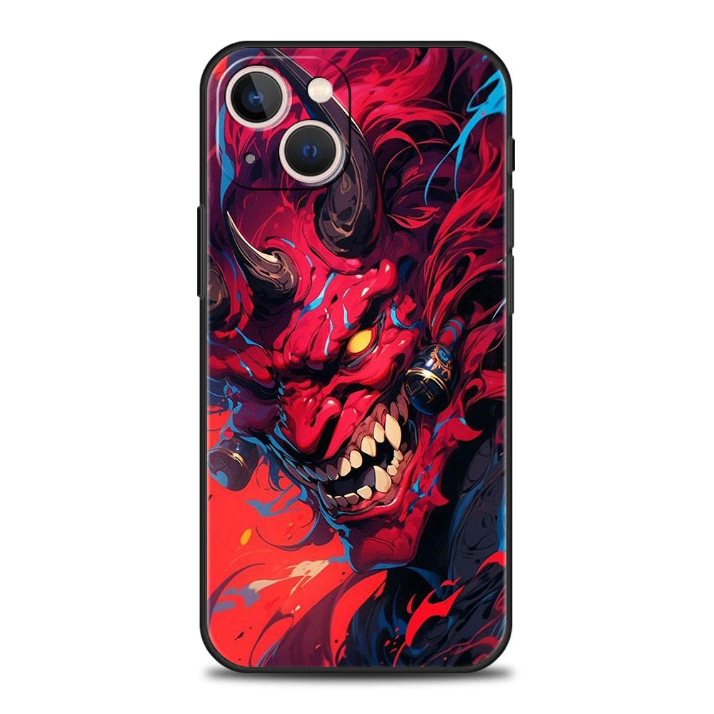 Чехол для телефона с маской японского самурая Oni для iPhone 16, 15, 14, 13, 12, Pro Max 11 Pro Max 7, 8 Plus XS XR, противоударный мягкий корпус из ТПУ (art.: 3920cc7b246ce) - 3920cc7b246ce