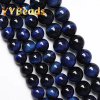 colorful blue tiger eye stone beads round loose beads for jewelry making diy bracelets accessories 4 6 8 1 0 12 14 mm 15