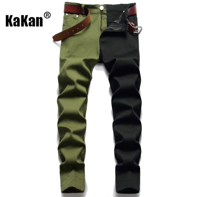 Kakan Slim Slim Fit Small Foot Spliced Bi-color Jeans, European and American New Straight Leg Jeans Men's K021-1266