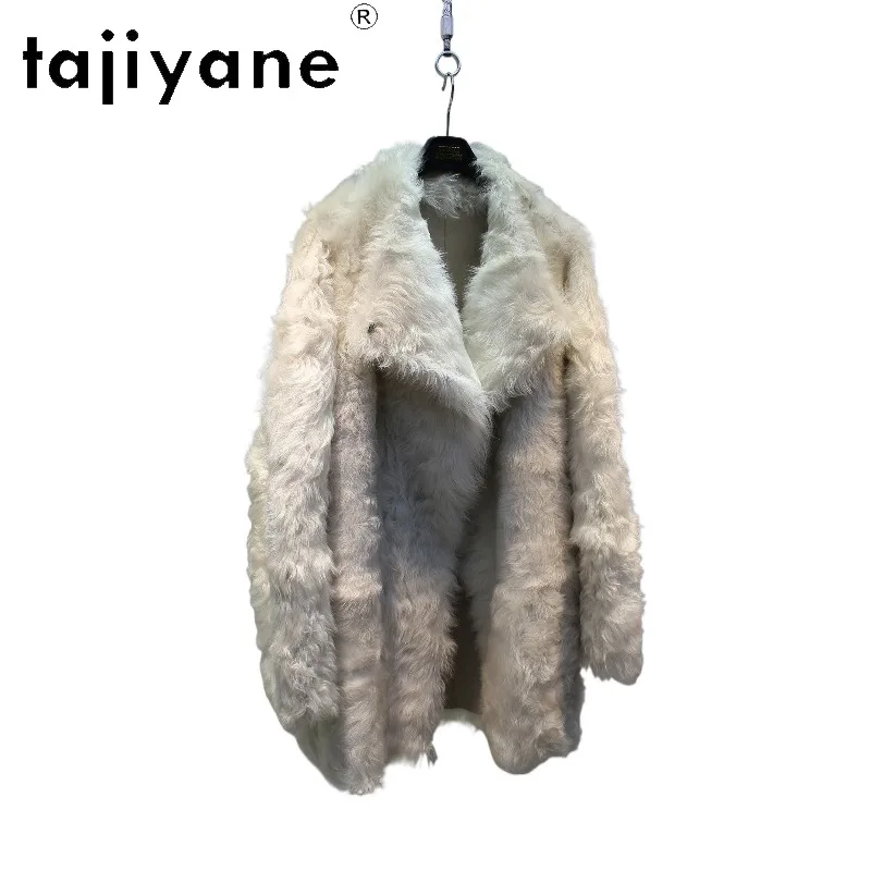Фото TAJIYANE Женская шуба из тосканской овчины, натуральный мех, средней длины, зимняя верхняя одежда, толстая шуба. №1