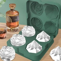 rose ice cube mold flower silicone romantic valentines day baking beverage reusable frozen mold for whiskey cocktails dropship