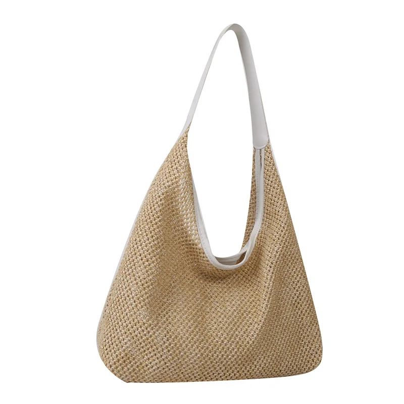 Новая повседневная женская сумка через плечо из соломы большой вместимости для