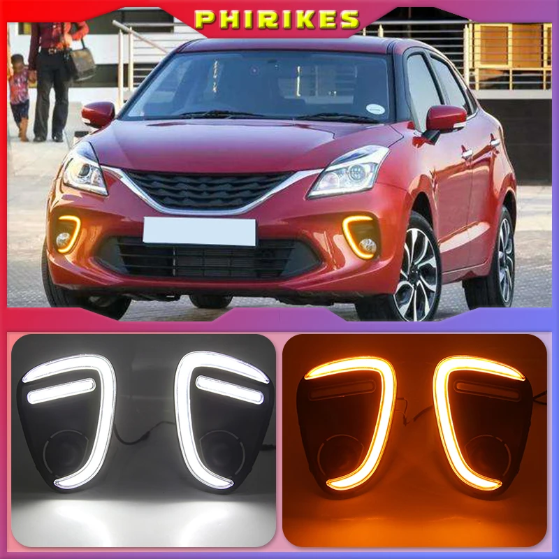 

2Pcs For Suzuki Baleno 2019 2020 LED DRL Daytime Running Lights Fog Lamp cover with turn signals daylight
