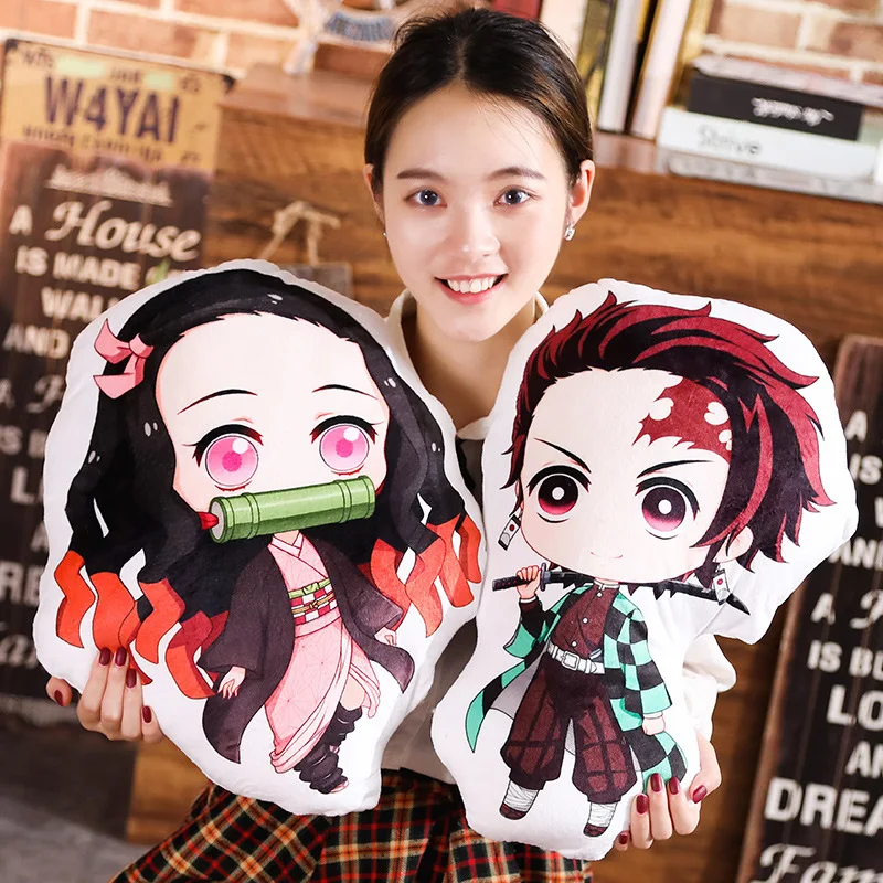 Фото Kamado Tanjirou Nezuko плюшевая подушка аниме Demon Slayer Dakimakura Kimetsu No Yaiba пледы подушка Kawaii кукла подушка для тела №1