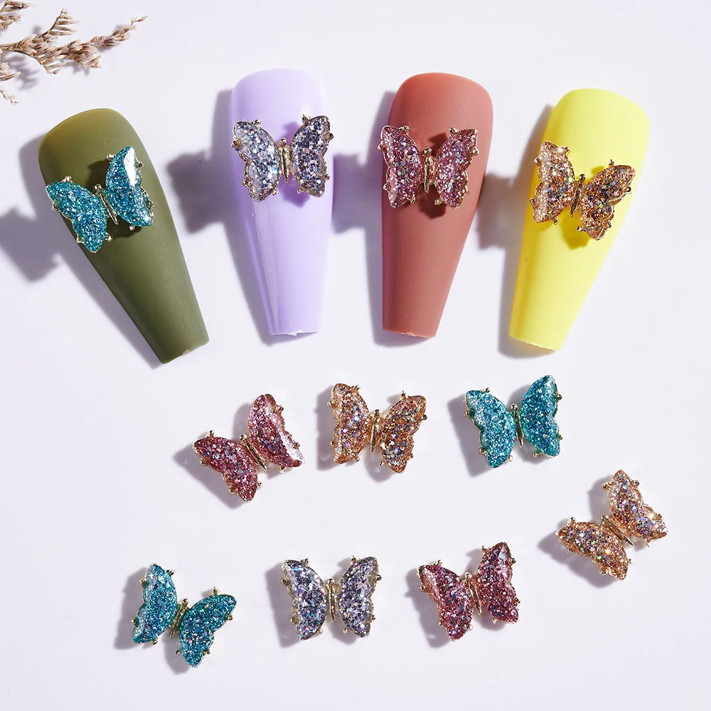 

10Pcs 3D Alloy Butterfly Crystal Nail Art Rhinestones Colorful Aurora Butterflies Jewelry Diamond Charms For DIY Acrylic Nails#4