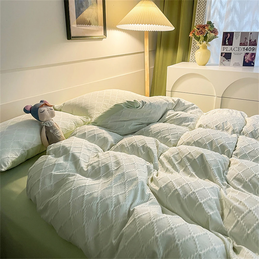 

Fashion Bedding Set Skin Friendly Fabric Home Hotel King Size Single Double Bed Set Duvet Cover Quilt Cover Pillowcase Bed Linen
