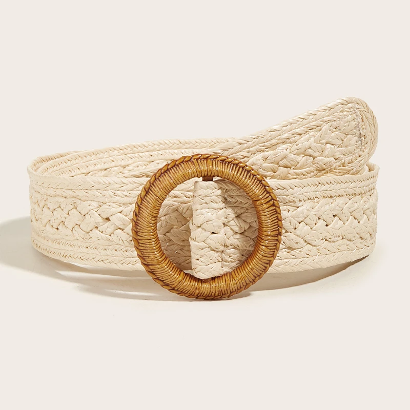 

Ремень женский Плетеный ручной работы, белый пояс из полипропилена и травы, с пластиковыми кнопками, для платьев