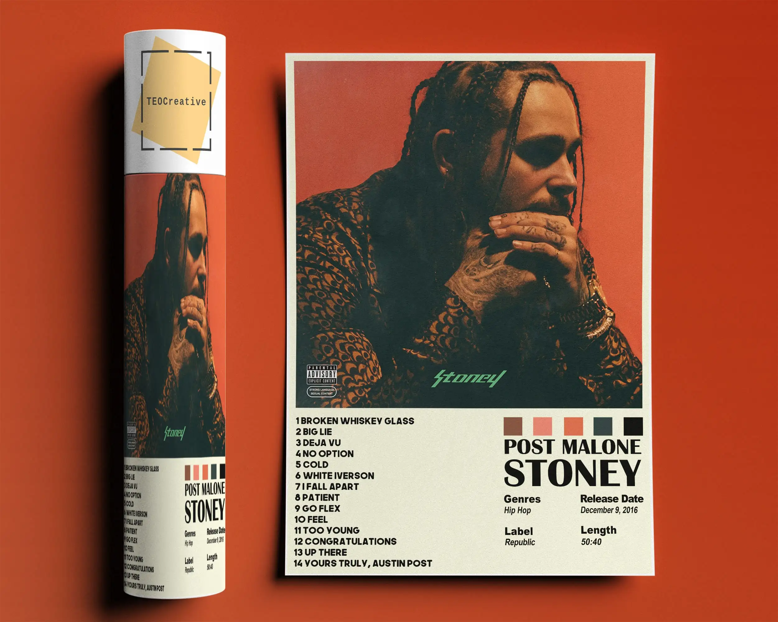 Винтажный постер рэпера в скандинавском стиле эстетичный альбом хип-хоп плохой