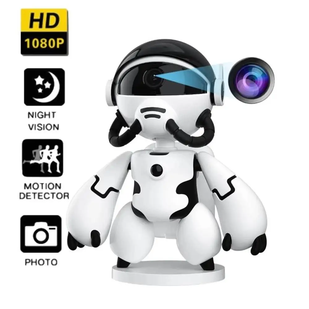 

Hd 1080p Mini Indoor Camera Smart Home Robot Automatic Surveillance Camera Night Vision Monitoring Baby Monitor Nanny Camcorder