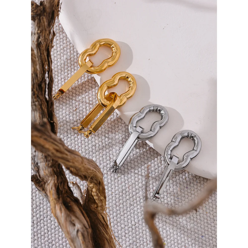 Геометрические длинные серьги-кольца из нержавеющей стали 316l