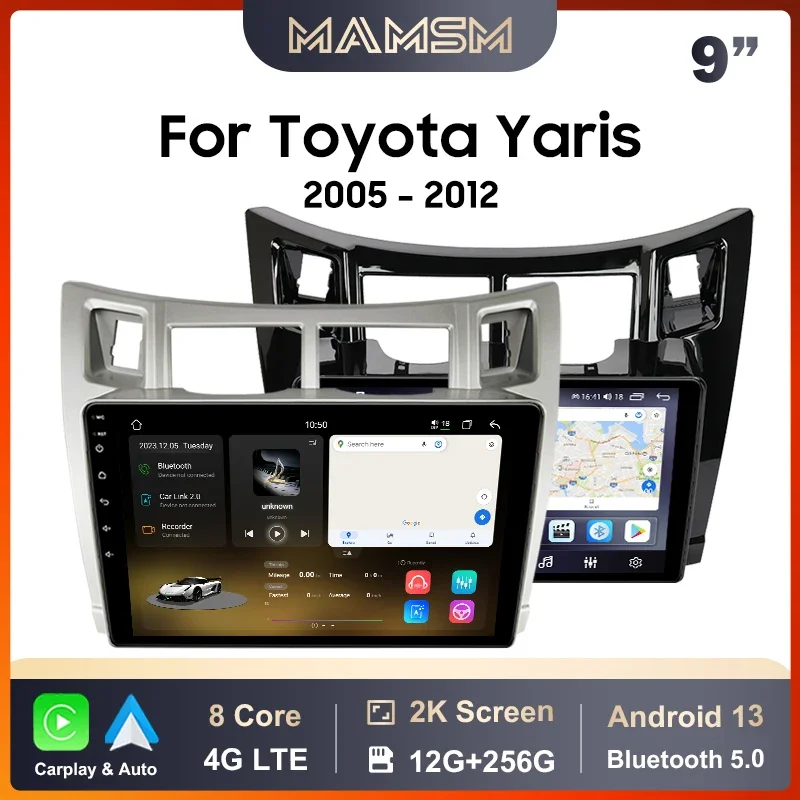 Автомобильный радиоприемник MAMSM для Toyota Yaris 2005-2012 Android 13 мультимедийный