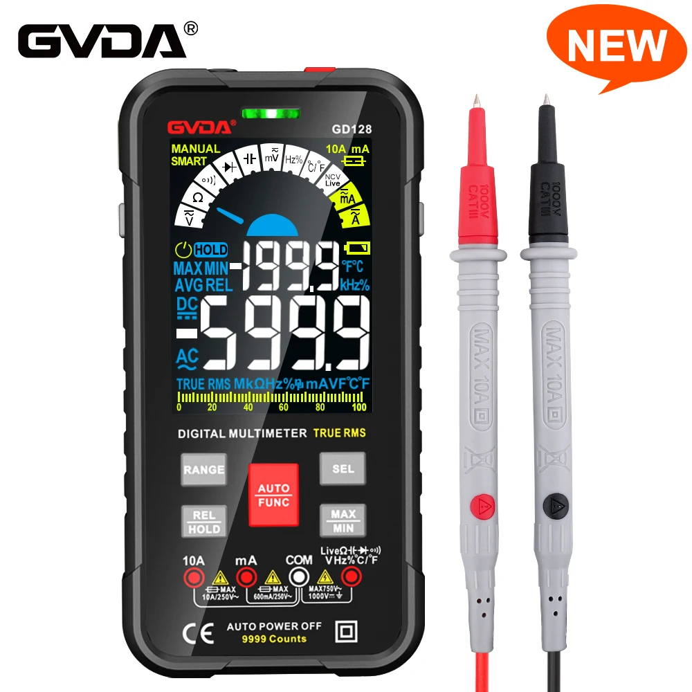 

GVDA New Smart Multimeter Auto Range 1000V 10A Digital Capacitance Tester True RMS REL Ohm Hz AC DC Voltage Meter Multimetro