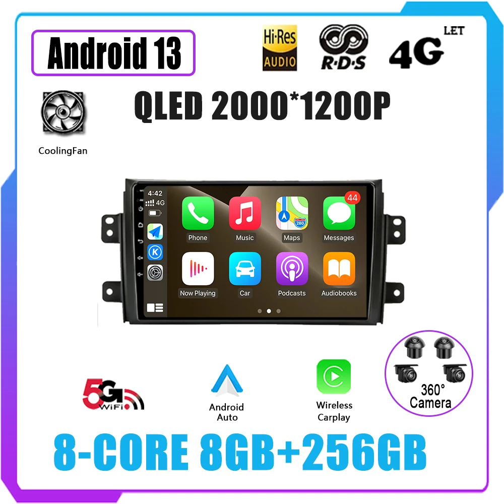 

Quad Core 9" 1280*720 Bluetooth DVD GPS Navigation 2Din 2 Din Android 13 Car Radio Multimedia Player For Suzuki SX4 2006-2013