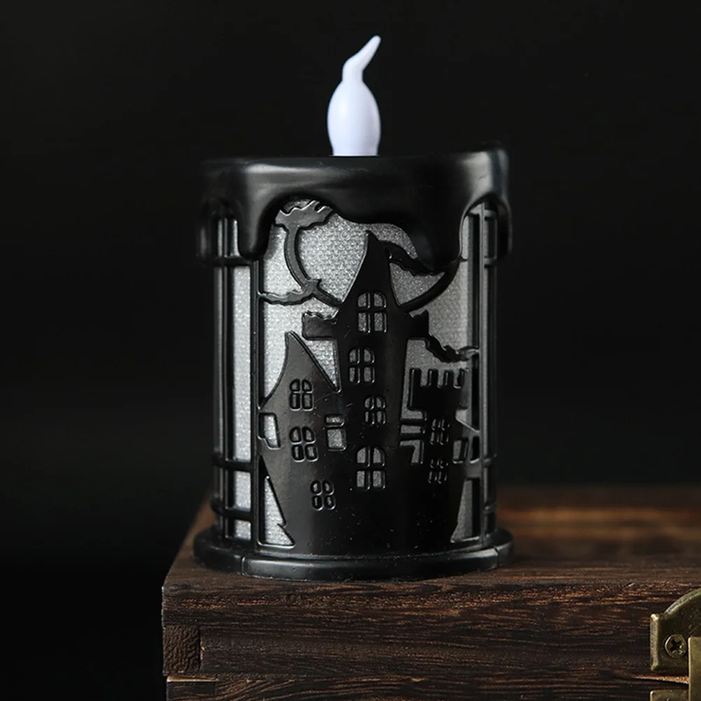 

3 Pcs Black Candles Halloween Decorations Indoor Party Light Ornament Halloween-themed Lamps Adornment Button LED