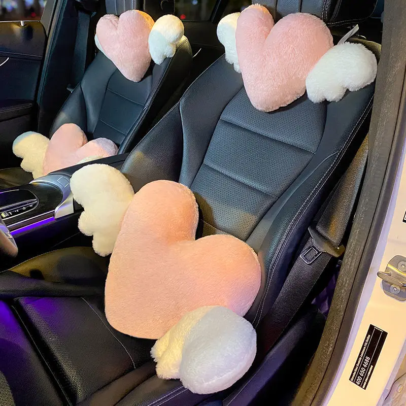 

Heart-Shaped Car Headrest Plush Love Neck Pillow Seat Back Pillow Lumbar Support Cushion Universal Car Accessories