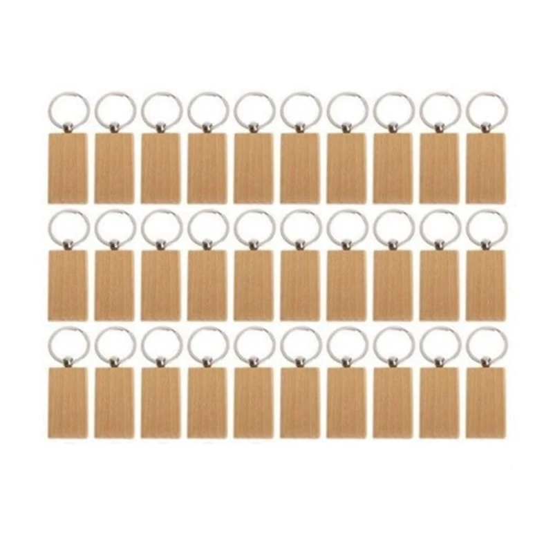 

30Piece Blank Wooden Keychain Engraving Key Diy Wood Keychains Key Tags Can Engrave Diy Gifts