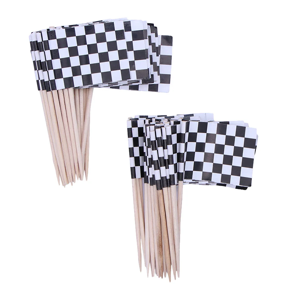 

150 Pcs Black White Checkered Flag Cheese Cakes Happy Birthday Topper Paper Cup