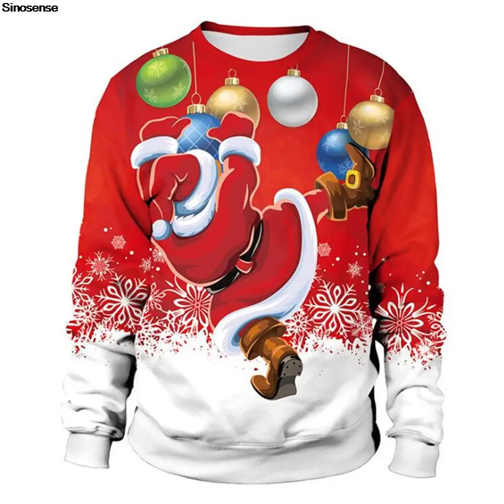 

Мужской женский Рождественский свитер с Санта уродливым 3D рисунком, Яркий Женский пуловер, рождественские Джемперы, топы