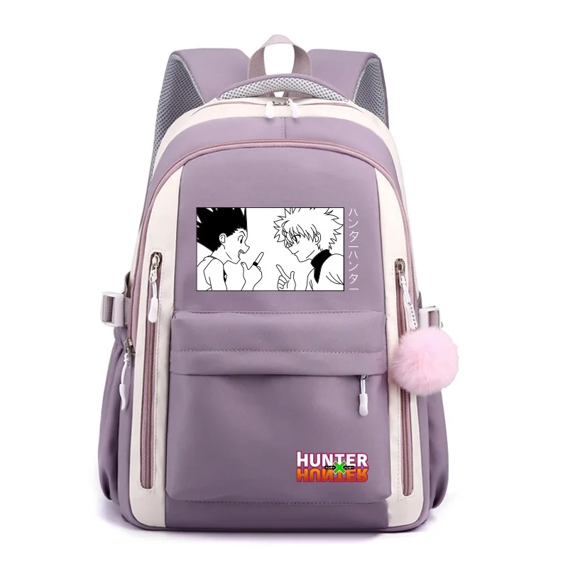 Охотник х рюкзак Дышащая сетка 30 × 42 23 см черная синяя фиолетовая розовая Hunter x