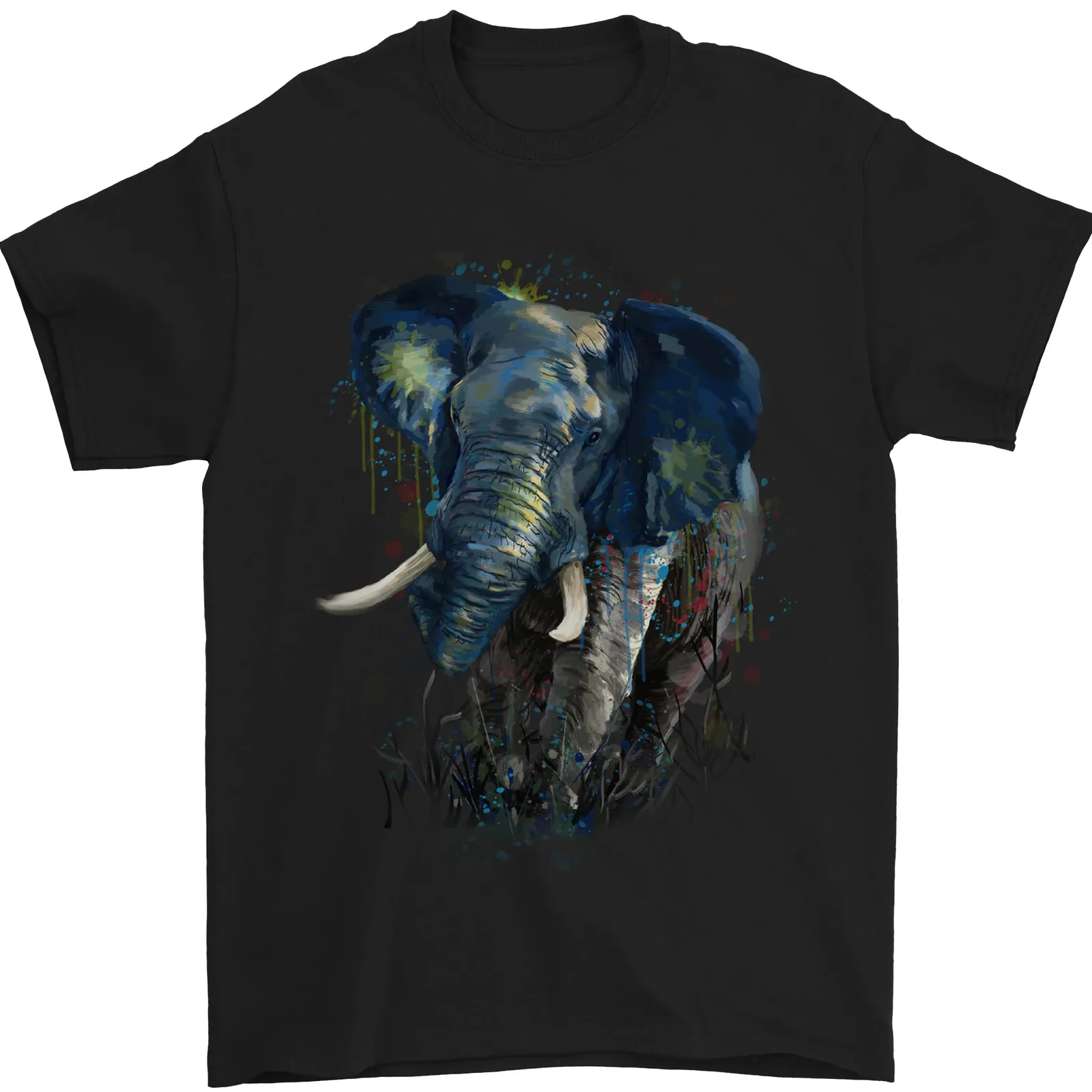 Футболка мужская Акварельная из 100 хлопка с изображением большого слона