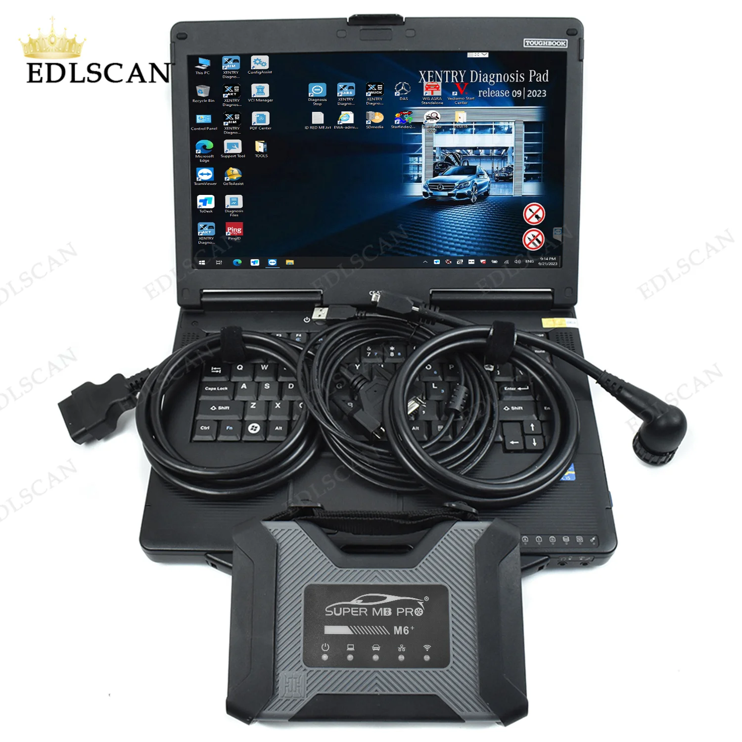 Nowy laptop CF53 2024 do SUPER MB PRO M6+ z multiplekserem + Lan OBD2 16-pinowy główny kabel testowy Bezprzewodowe narzędzie diagnostyczne gwiazd