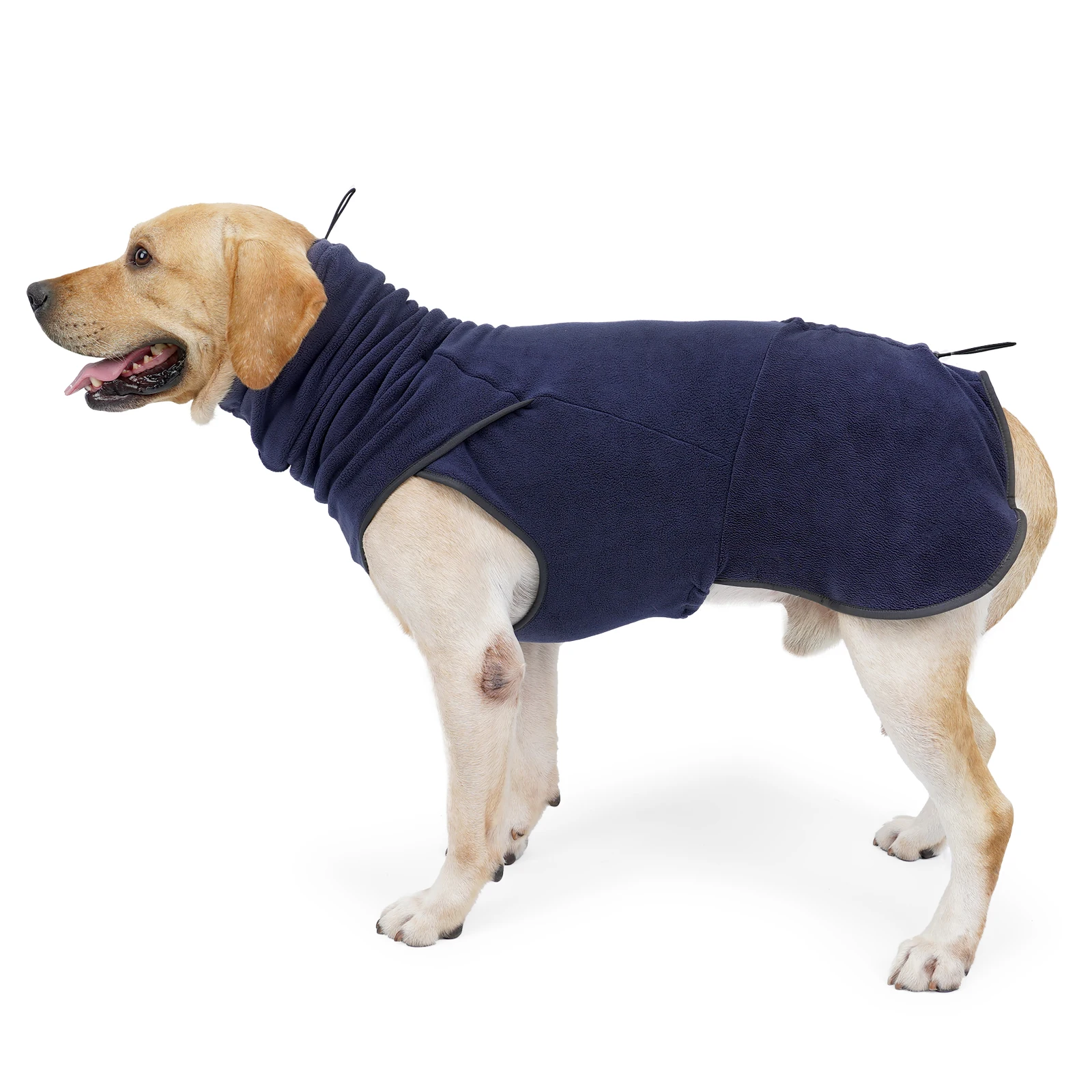 

Winter Pet Clothes Fleece Dog Jacket Winter Warm Stretchy Pullover for Medium Large Dogs Adjustable Fitted High Collar Pet Coat
