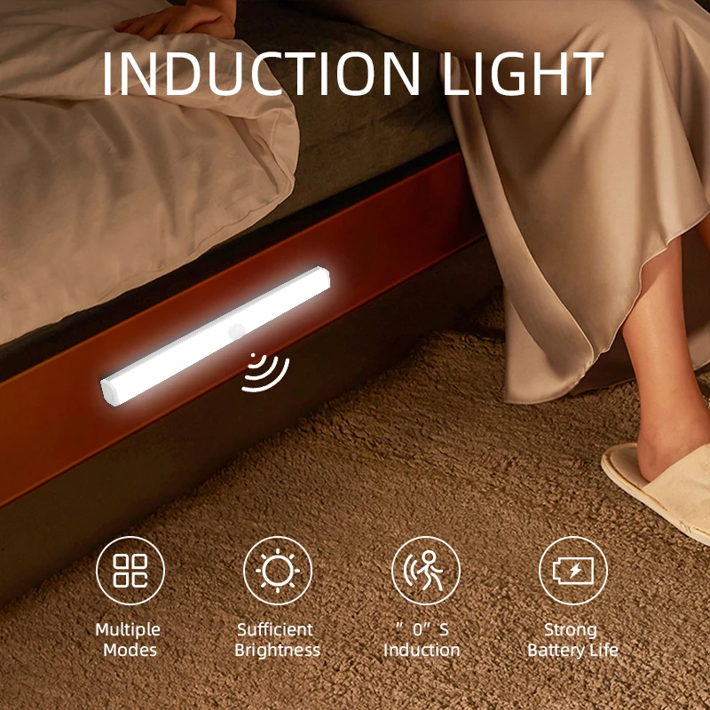 

Wireless Motion Sensor LED Night Light USB Rechargeable Night Lamp For Kitchen Bedroom Cabinet Wardrobe Wall Lamp Staircase