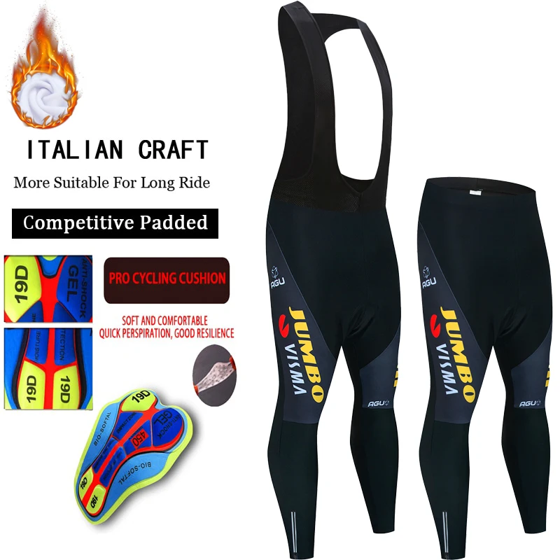 

Jumbo visma Men Cycling Pants 19D Gel Pad Cycling Tights Winter Thermal Fleece MTB Bike Bib Pants Bicycle Pants Cycling Trousers